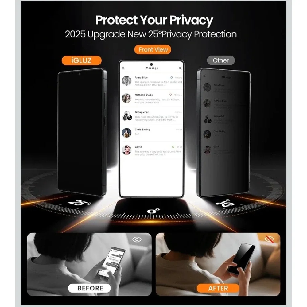 2+2 Pack Privacy PET Screen Protector Samsung Galaxy S25 Ultra Screen